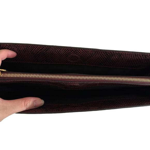 Stella McCartney Vegan Snakeskin Patchwork Clutch Pouch – Burgundy Statement Bag - Picture 5 of 16